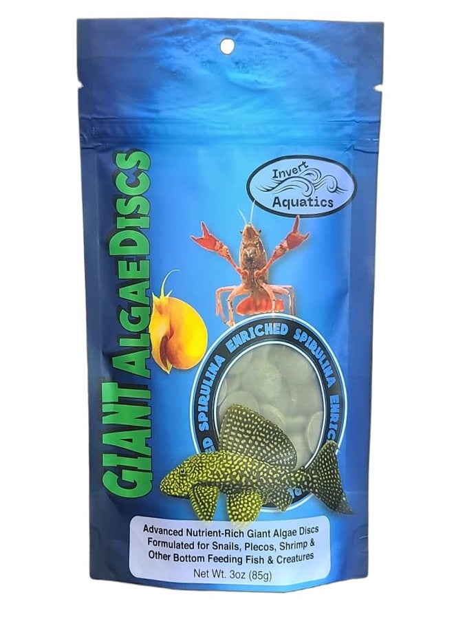 Invert Aquatics Giant Algae Discs - Extra Large Sinking Diet for Snails, Shrimp & Bottom Feeding Fish (3oz) - Image 1